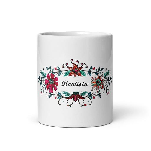 Bautista Exclusive Name Art Piece Home Office Work Coffee Mug Mexican Spanish Pride Gift Cup One-Of-A-Kind Calligraphy White Glossy Mug | B10 Mexicada