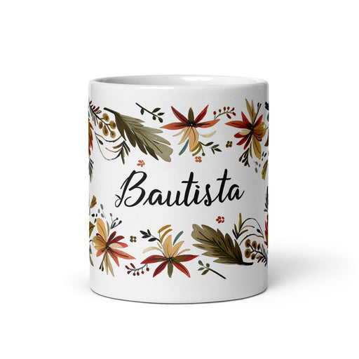 Bautista Exclusive Name Art Piece Home Office Work Coffee Mug Mexican Spanish Pride Gift Cup One-Of-A-Kind Calligraphy White Glossy Mug | B11 Mexicada