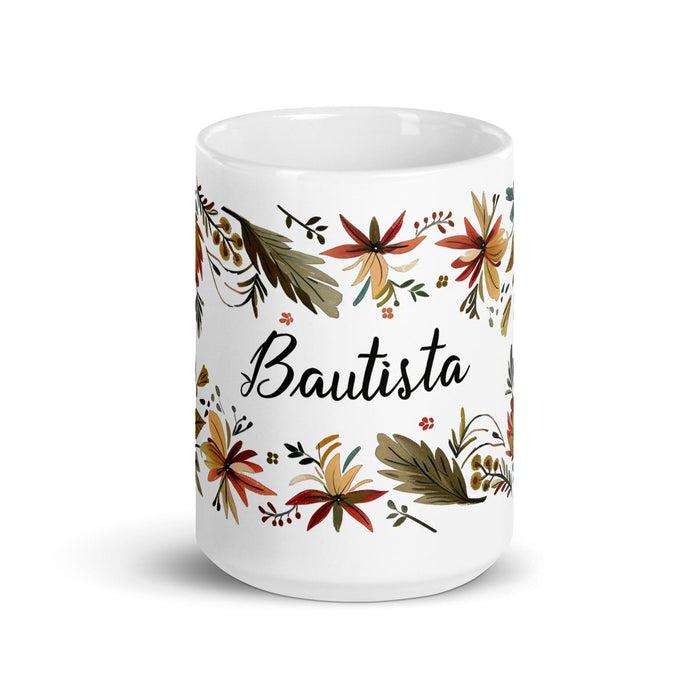 Bautista Exclusive Name Art Piece Home Office Work Coffee Mug Mexican Spanish Pride Gift Cup One-Of-A-Kind Calligraphy White Glossy Mug | B11 Mexicada