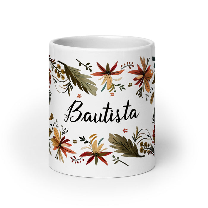 Bautista Exclusive Name Art Piece Home Office Work Coffee Mug Mexican Spanish Pride Gift Cup One-Of-A-Kind Calligraphy White Glossy Mug | B11 Mexicada