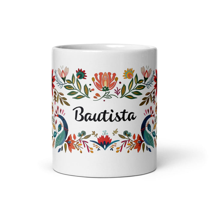 Bautista Exclusive Name Art Piece Home Office Work Coffee Mug Mexican Spanish Pride Gift Cup One-Of-A-Kind Calligraphy White Glossy Mug | B12 Mexicada