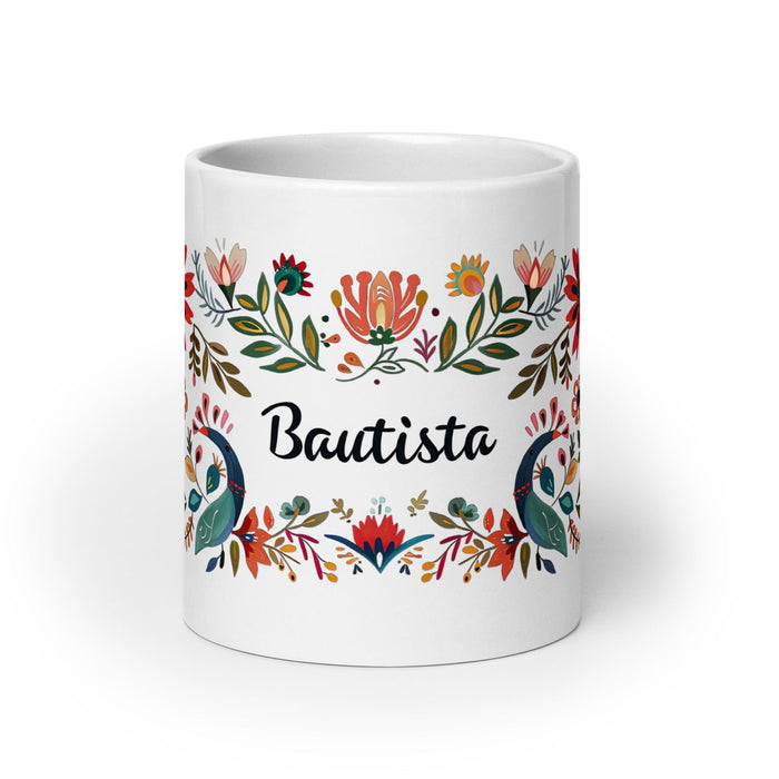 Bautista Exclusive Name Art Piece Home Office Work Coffee Mug Mexican Spanish Pride Gift Cup One-Of-A-Kind Calligraphy White Glossy Mug | B12 Mexicada