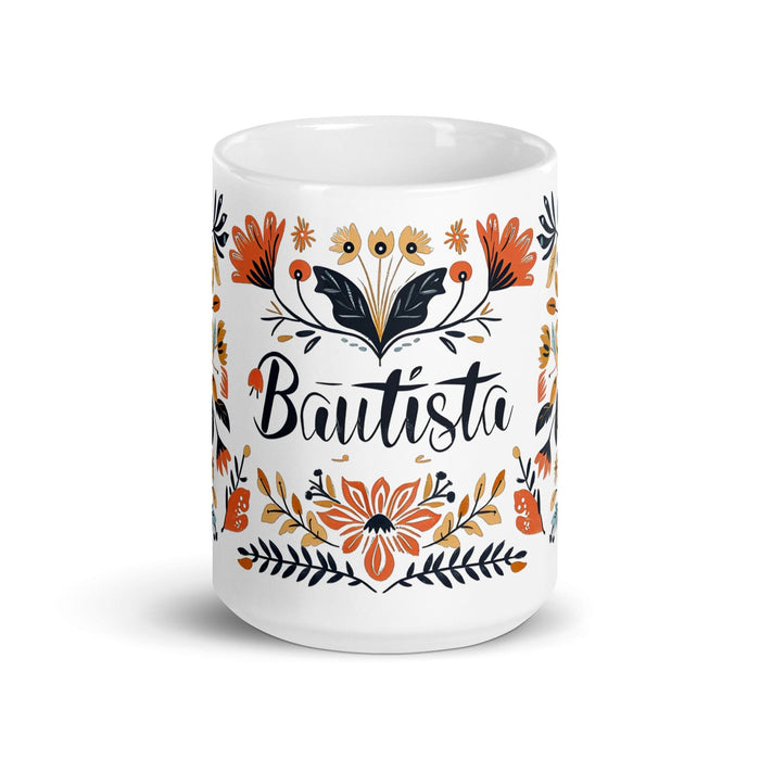 Bautista Exclusive Name Art Piece Home Office Work Coffee Mug Mexican Spanish Pride Gift Cup One-Of-A-Kind Calligraphy White Glossy Mug | B13 Mexicada