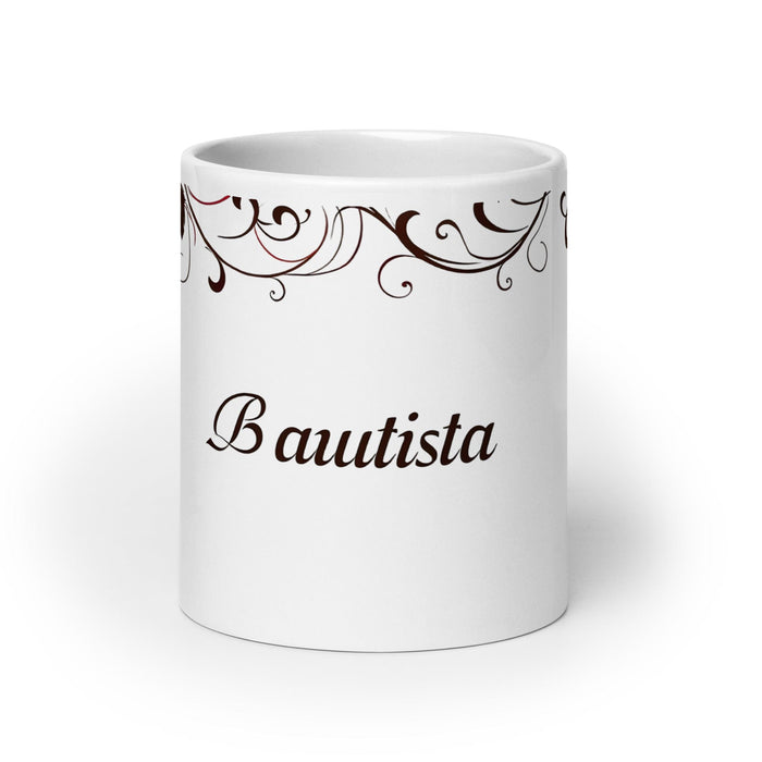 Bautista Exclusive Name Art Piece Home Office Work Coffee Mug Mexican Spanish Pride Gift Cup One-Of-A-Kind Calligraphy White Glossy Mug | B14 Mexicada