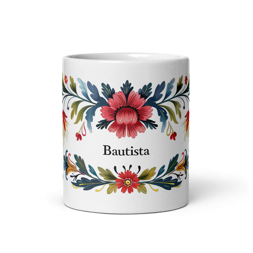 Bautista Exclusive Name Art Piece Home Office Work Coffee Mug Mexican Spanish Pride Gift Cup One-Of-A-Kind Calligraphy White Glossy Mug | B15 Mexicada