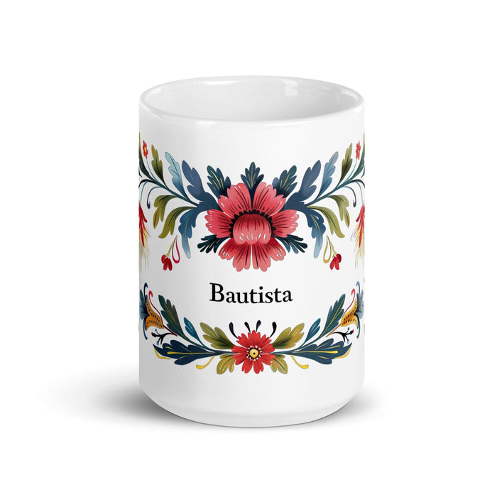 Bautista Exclusive Name Art Piece Home Office Work Coffee Mug Mexican Spanish Pride Gift Cup One-Of-A-Kind Calligraphy White Glossy Mug | B15 Mexicada