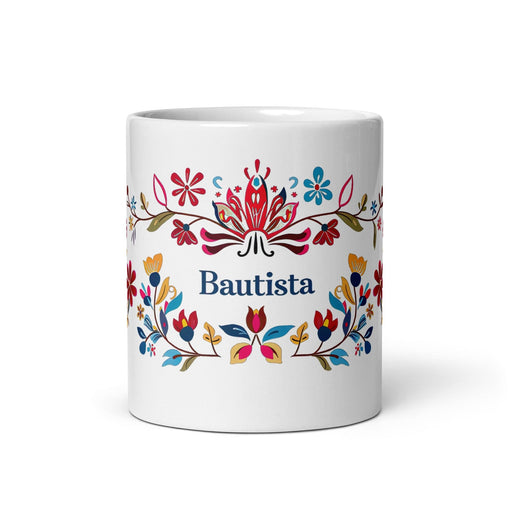 Bautista Exclusive Name Art Piece Home Office Work Coffee Mug Mexican Spanish Pride Gift Cup One-Of-A-Kind Calligraphy White Glossy Mug | B16 Mexicada