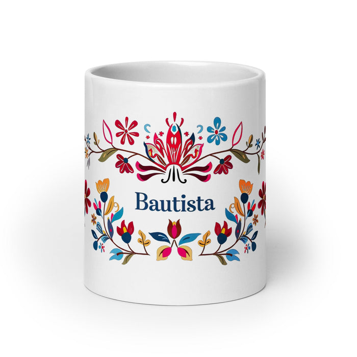 Bautista Exclusive Name Art Piece Home Office Work Coffee Mug Mexican Spanish Pride Gift Cup One-Of-A-Kind Calligraphy White Glossy Mug | B16 Mexicada