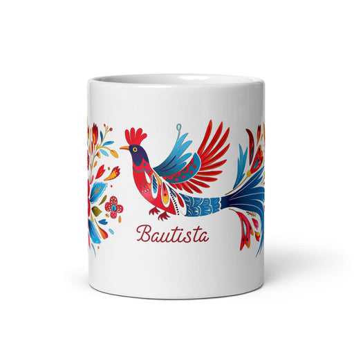 Bautista Exclusive Name Art Piece Home Office Work Coffee Mug Mexican Spanish Pride Gift Cup One-Of-A-Kind Calligraphy White Glossy Mug | B17 Mexicada