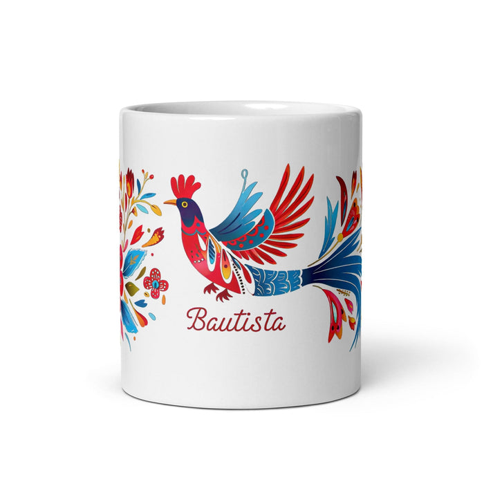 Bautista Exclusive Name Art Piece Home Office Work Coffee Mug Mexican Spanish Pride Gift Cup One-Of-A-Kind Calligraphy White Glossy Mug | B17 Mexicada