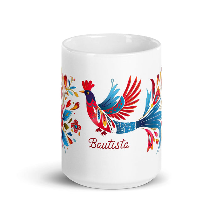 Bautista Exclusive Name Art Piece Home Office Work Coffee Mug Mexican Spanish Pride Gift Cup One-Of-A-Kind Calligraphy White Glossy Mug | B17 Mexicada