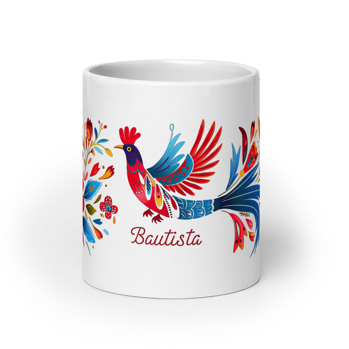 Bautista Exclusive Name Art Piece Home Office Work Coffee Mug Mexican Spanish Pride Gift Cup One-Of-A-Kind Calligraphy White Glossy Mug | B17 Mexicada