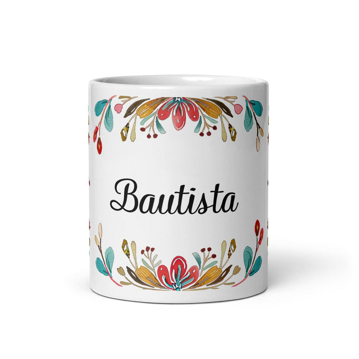 Bautista Exclusive Name Art Piece Home Office Work Coffee Mug Mexican Spanish Pride Gift Cup One-Of-A-Kind Calligraphy White Glossy Mug | B18 Mexicada