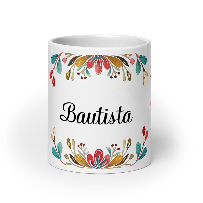 Bautista Exclusive Name Art Piece Home Office Work Coffee Mug Mexican Spanish Pride Gift Cup One-Of-A-Kind Calligraphy White Glossy Mug | B18 Mexicada