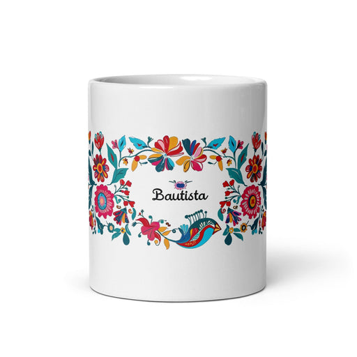 Bautista Exclusive Name Art Piece Home Office Work Coffee Mug Mexican Spanish Pride Gift Cup One-Of-A-Kind Calligraphy White Glossy Mug | B2 Mexicada