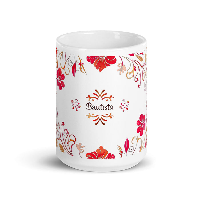 Bautista Exclusive Name Art Piece Home Office Work Coffee Mug Mexican Spanish Pride Gift Cup One-Of-A-Kind Calligraphy White Glossy Mug | B20 Mexicada