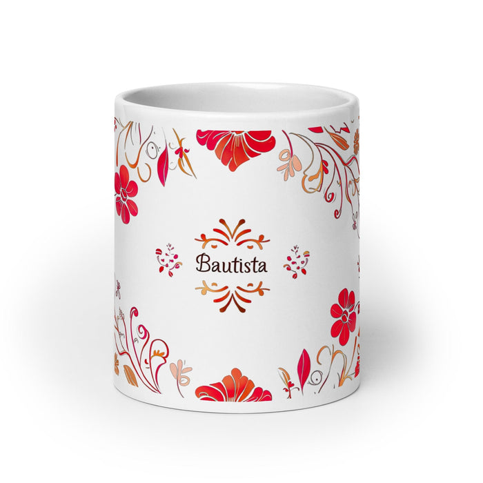 Bautista Exclusive Name Art Piece Home Office Work Coffee Mug Mexican Spanish Pride Gift Cup One-Of-A-Kind Calligraphy White Glossy Mug | B20 Mexicada