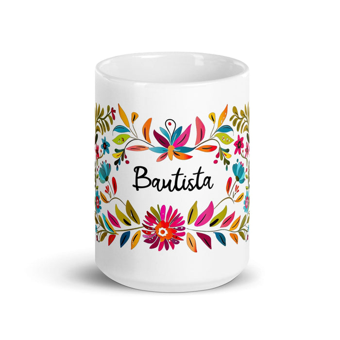 Bautista Exclusive Name Art Piece Home Office Work Coffee Mug Mexican Spanish Pride Gift Cup One-Of-A-Kind Calligraphy White Glossy Mug | B21 Mexicada