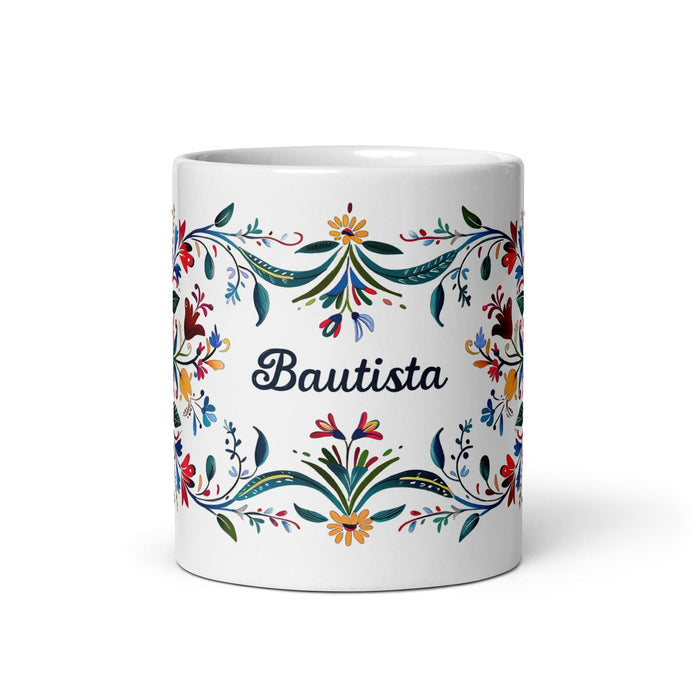 Bautista Exclusive Name Art Piece Home Office Work Coffee Mug Mexican Spanish Pride Gift Cup One-Of-A-Kind Calligraphy White Glossy Mug | B22 Mexicada