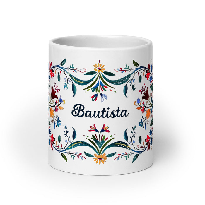 Bautista Exclusive Name Art Piece Home Office Work Coffee Mug Mexican Spanish Pride Gift Cup One-Of-A-Kind Calligraphy White Glossy Mug | B22 Mexicada