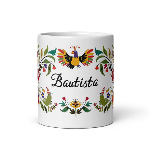 Bautista Exclusive Name Art Piece Home Office Work Coffee Mug Mexican Spanish Pride Gift Cup One-Of-A-Kind Calligraphy White Glossy Mug | B23 Mexicada