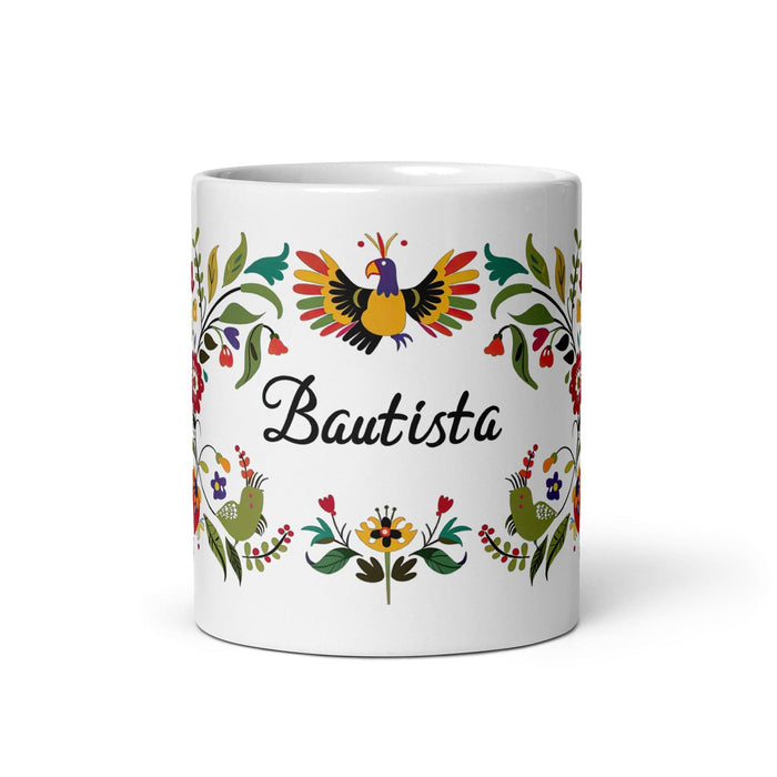 Bautista Exclusive Name Art Piece Home Office Work Coffee Mug Mexican Spanish Pride Gift Cup One-Of-A-Kind Calligraphy White Glossy Mug | B23 Mexicada