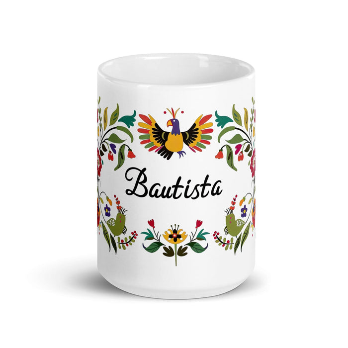 Bautista Exclusive Name Art Piece Home Office Work Coffee Mug Mexican Spanish Pride Gift Cup One-Of-A-Kind Calligraphy White Glossy Mug | B23 Mexicada