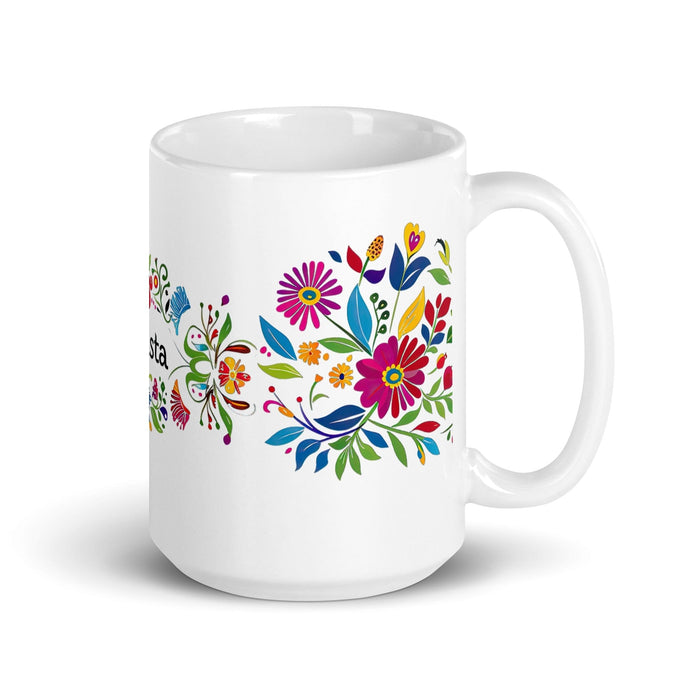 Bautista Exclusive Name Art Piece Home Office Work Coffee Mug Mexican Spanish Pride Gift Cup One-Of-A-Kind Calligraphy White Glossy Mug | B25 Mexicada 15 oz