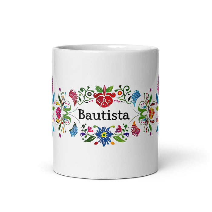 Bautista Exclusive Name Art Piece Home Office Work Coffee Mug Mexican Spanish Pride Gift Cup One-Of-A-Kind Calligraphy White Glossy Mug | B25 Mexicada