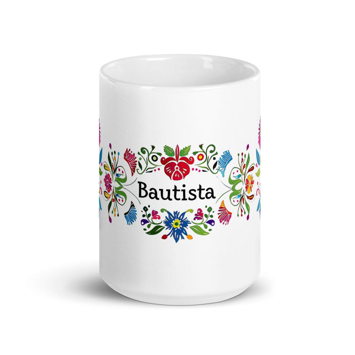 Bautista Exclusive Name Art Piece Home Office Work Coffee Mug Mexican Spanish Pride Gift Cup One-Of-A-Kind Calligraphy White Glossy Mug | B25 Mexicada