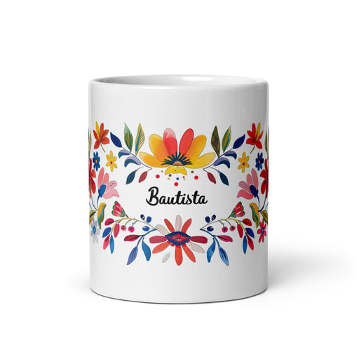 Bautista Exclusive Name Art Piece Home Office Work Coffee Mug Mexican Spanish Pride Gift Cup One-Of-A-Kind Calligraphy White Glossy Mug | B3 Mexicada