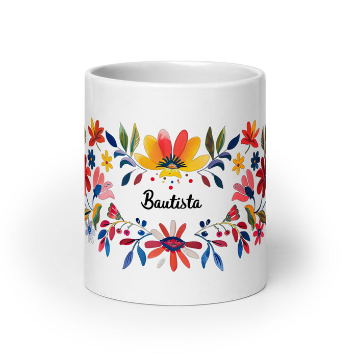 Bautista Exclusive Name Art Piece Home Office Work Coffee Mug Mexican Spanish Pride Gift Cup One-Of-A-Kind Calligraphy White Glossy Mug | B3 Mexicada