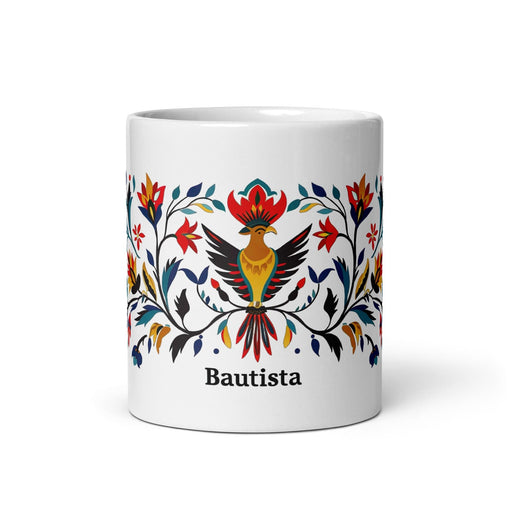 Bautista Exclusive Name Art Piece Home Office Work Coffee Mug Mexican Spanish Pride Gift Cup One-Of-A-Kind Calligraphy White Glossy Mug | B4 Mexicada