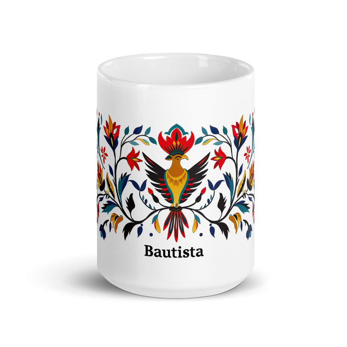 Bautista Exclusive Name Art Piece Home Office Work Coffee Mug Mexican Spanish Pride Gift Cup One-Of-A-Kind Calligraphy White Glossy Mug | B4 Mexicada