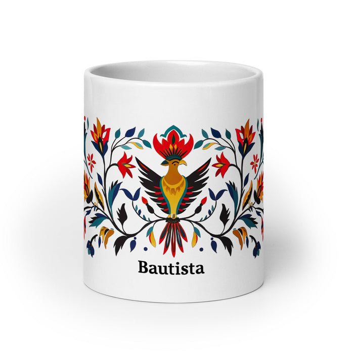 Bautista Exclusive Name Art Piece Home Office Work Coffee Mug Mexican Spanish Pride Gift Cup One-Of-A-Kind Calligraphy White Glossy Mug | B4 Mexicada