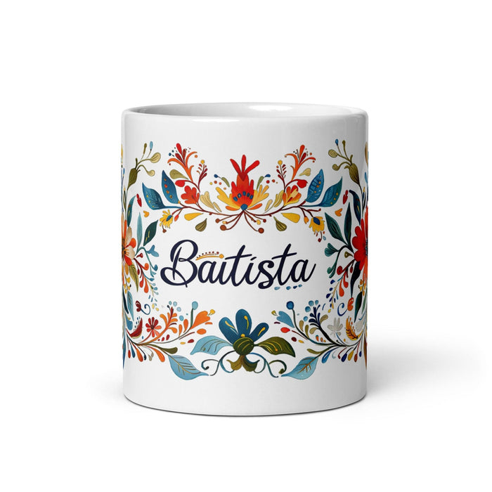 Bautista Exclusive Name Art Piece Home Office Work Coffee Mug Mexican Spanish Pride Gift Cup One-Of-A-Kind Calligraphy White Glossy Mug | B6 Mexicada