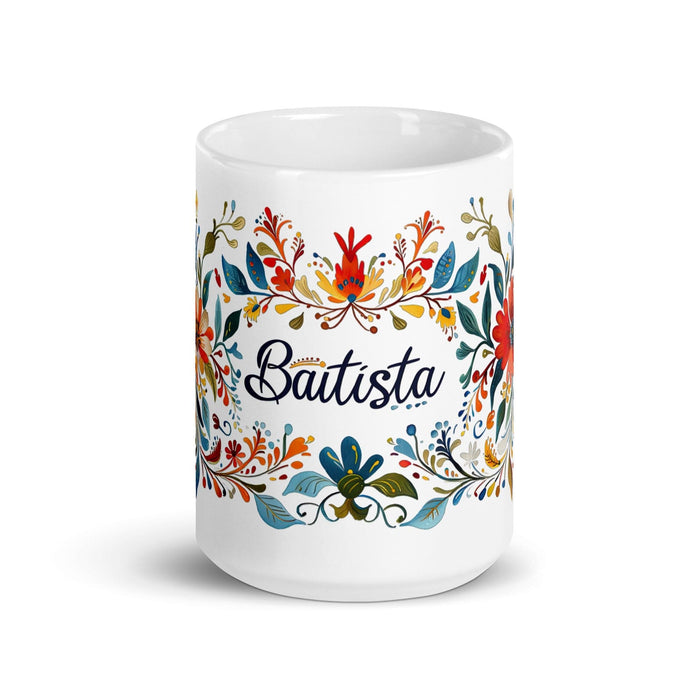 Bautista Exclusive Name Art Piece Home Office Work Coffee Mug Mexican Spanish Pride Gift Cup One-Of-A-Kind Calligraphy White Glossy Mug | B6 Mexicada