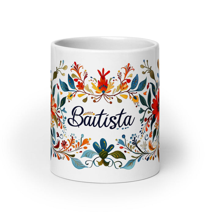 Bautista Exclusive Name Art Piece Home Office Work Coffee Mug Mexican Spanish Pride Gift Cup One-Of-A-Kind Calligraphy White Glossy Mug | B6 Mexicada