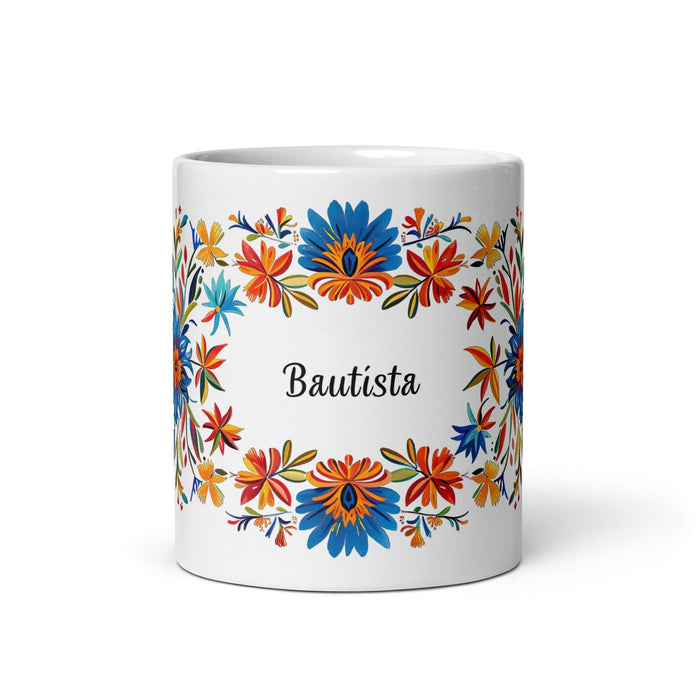 Bautista Exclusive Name Art Piece Home Office Work Coffee Mug Mexican Spanish Pride Gift Cup One-Of-A-Kind Calligraphy White Glossy Mug | B8 Mexicada