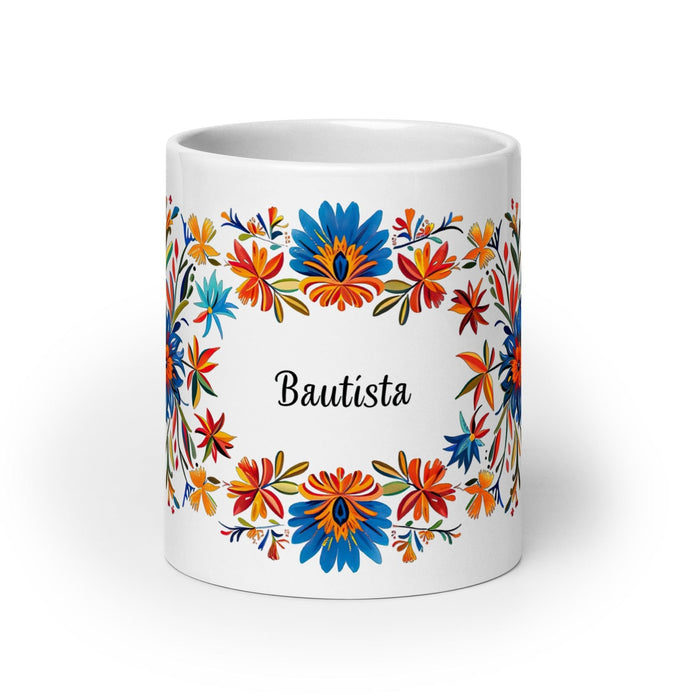 Bautista Exclusive Name Art Piece Home Office Work Coffee Mug Mexican Spanish Pride Gift Cup One-Of-A-Kind Calligraphy White Glossy Mug | B8 Mexicada