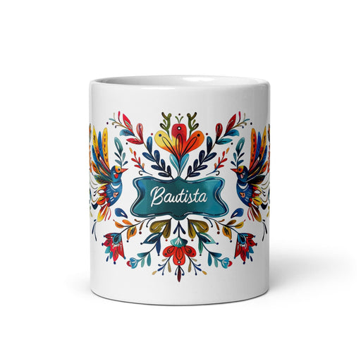 Bautista Exclusive Name Art Piece Home Office Work Coffee Mug Mexican Spanish Pride Gift Cup One-Of-A-Kind Calligraphy White Glossy Mug | B9 Mexicada