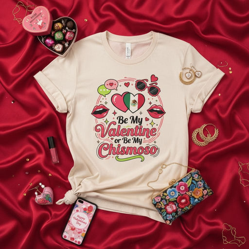 Be My Valentine or Be My Chismoso, Funny Valentine's Day Shirt, Mexican Flag Heart, Latina Gift, Spanish V-Day Tee, Hispano Humor, Mexico Love, Unisex Graphic T-Shirt for Men & Women Mexicada