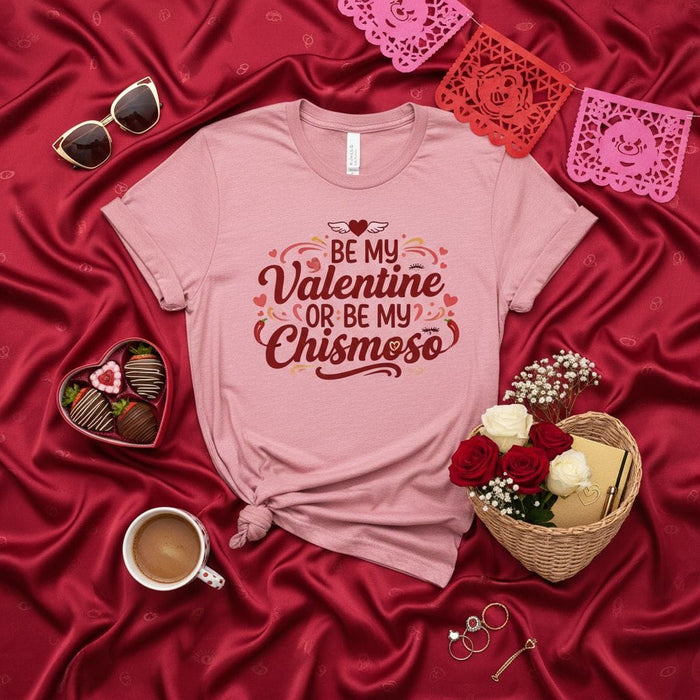 Be My Valentine or Be My Chismoso Shirt, Funny Spanglish Valentine's Day T-Shirt, Cute Pink Unisex Tee with Heart Design, V-Day Gift for Her Him Friend, Gossip Lover Top Mexicada