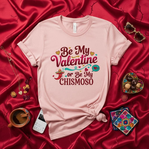 Be My Valentine Or Be My Chismoso T-Shirt, Funny Valentine's Day Shirt, Spanish English Valentine Top, Cute Graphic Tee, Novelty Gift for Him Her, Chismoso Shirt Mexicada