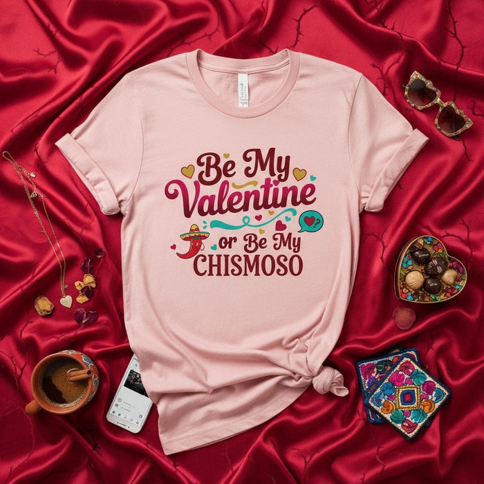 Be My Valentine Or Be My Chismoso T-Shirt, Funny Valentine's Day Shirt, Spanish English Valentine Top, Cute Graphic Tee, Novelty Gift for Him Her, Chismoso Shirt Mexicada