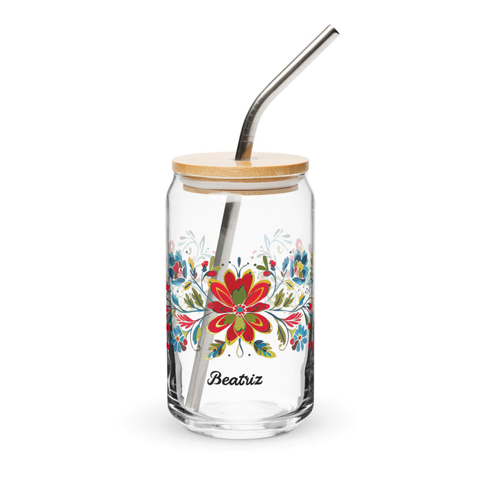 Beatriz Exclusive Name Art Piece Can - Shaped Glass Home Office Work Mexican Spanish Pride Gift Cup One - Of - A - Kind Calligraphy Glass | B10 - Mexicada