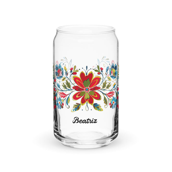 Beatriz Exclusive Name Art Piece Can - Shaped Glass Home Office Work Mexican Spanish Pride Gift Cup One - Of - A - Kind Calligraphy Glass | B10 - Mexicada