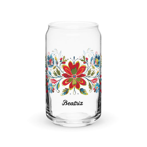 Beatriz Exclusive Name Art Piece Can-Shaped Glass Home Office Work Mexican Spanish Pride Gift Cup One-Of-A-Kind Calligraphy Glass | B10 Mexicada 16 oz