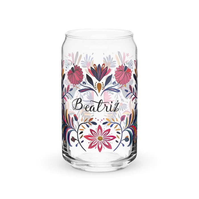 Beatriz Exclusive Name Art Piece Can - Shaped Glass Home Office Work Mexican Spanish Pride Gift Cup One - Of - A - Kind Calligraphy Glass | B11 - Mexicada