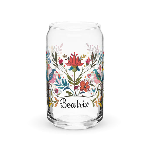 Beatriz Exclusive Name Art Piece Can - Shaped Glass Home Office Work Mexican Spanish Pride Gift Cup One - Of - A - Kind Calligraphy Glass | B13 - Mexicada